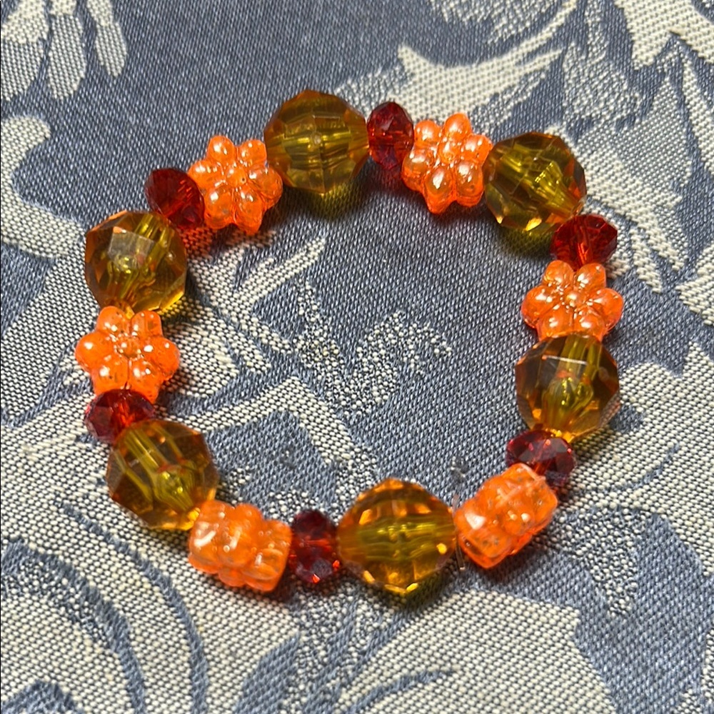 Vibrant Orange and Yellow Beaded Bracelet